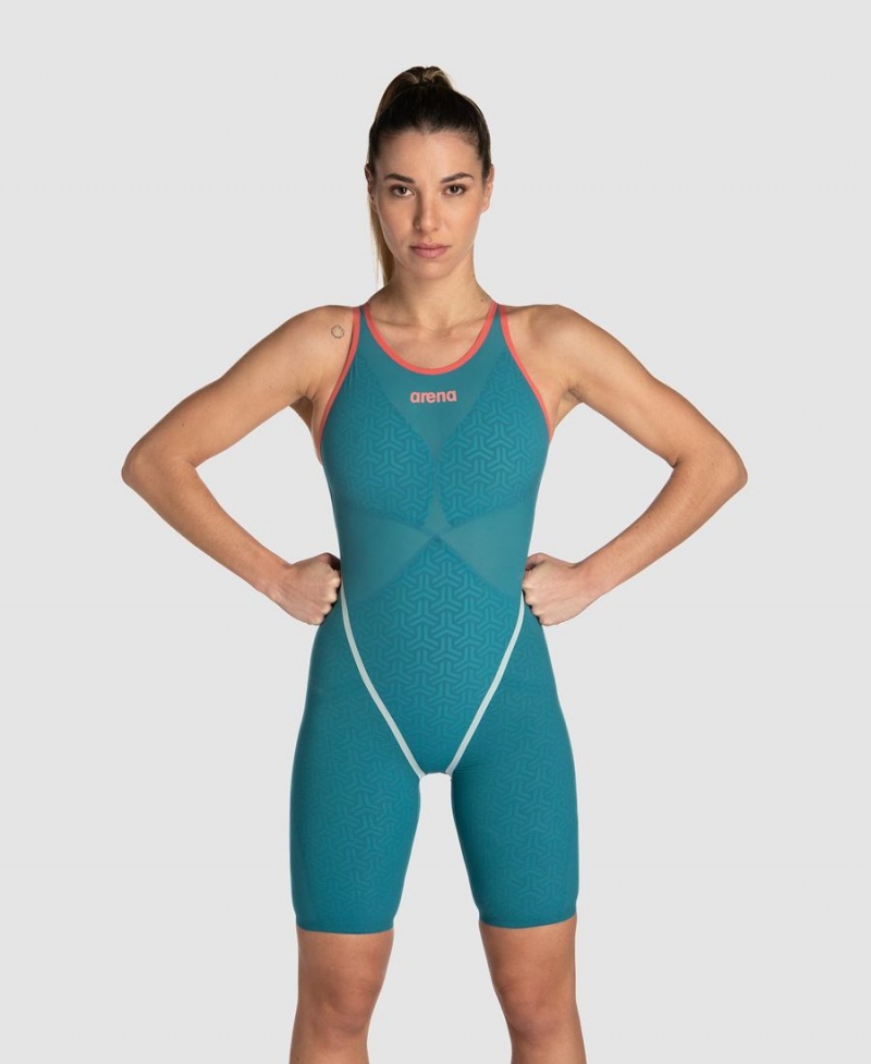 Bleu Combinaison Natation Arena Powerskin Carbon Glide Limited Edition Open Back - IRK-1220523