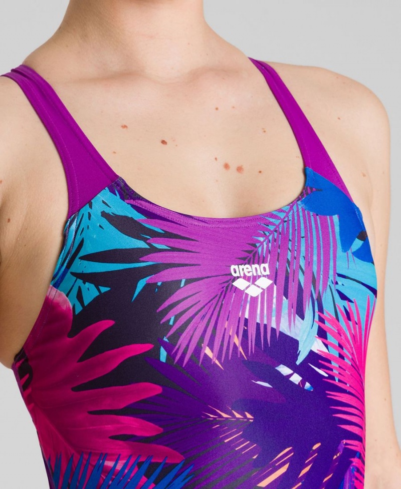 Violette Multicolore Maillot de Bain Arena Palm Print Swim Pro Back - AVC-9271536