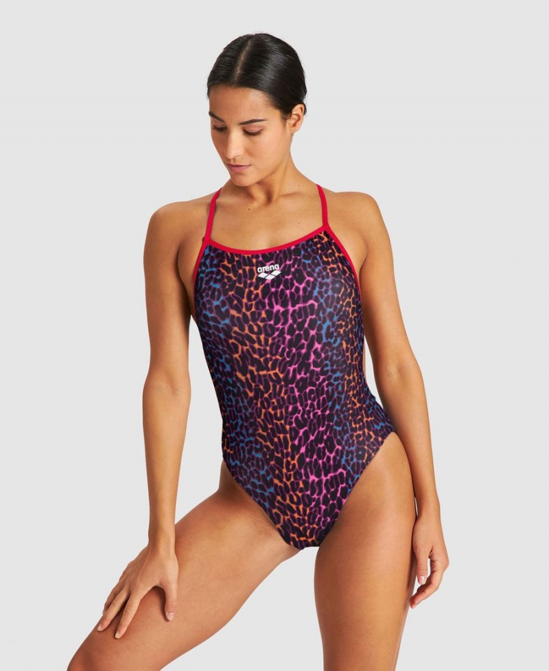 Rose Multicolore Maillot de Bain Arena Animal Stripe Booster Back - HUU-1866463