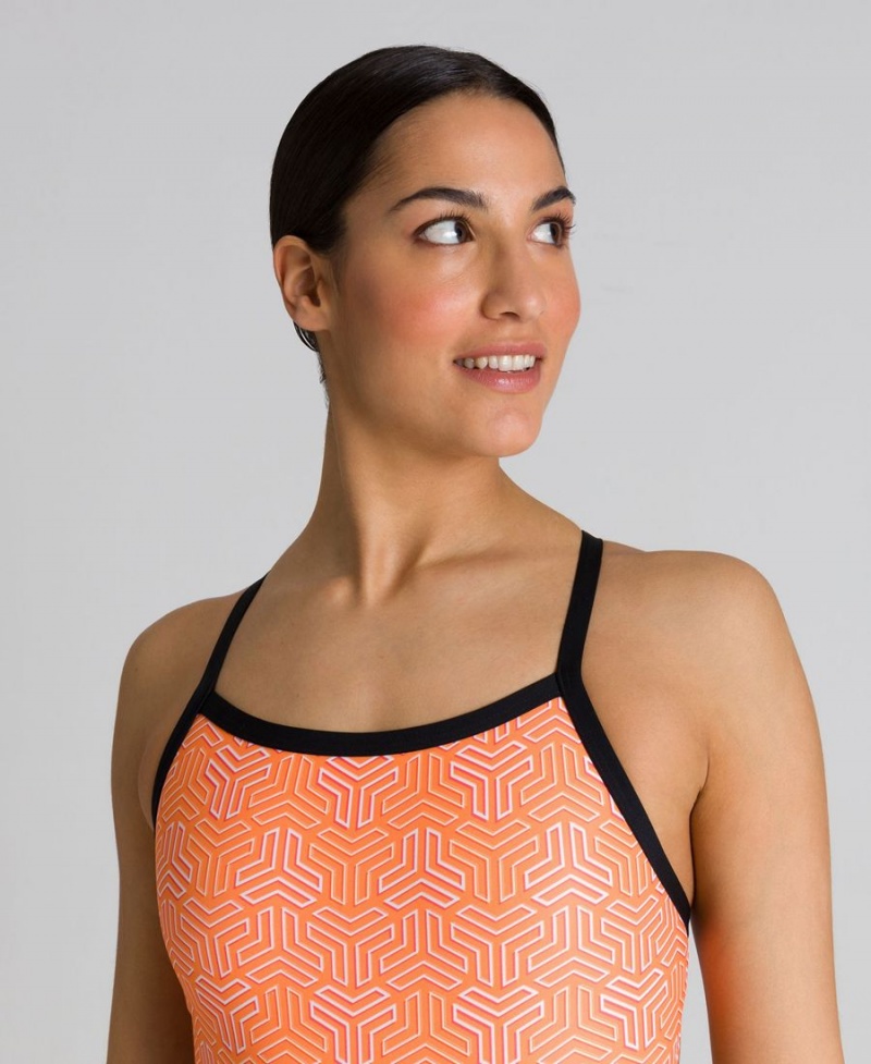 Noir Orange Maillot de Bain Arena Kikko Challenge Back - YEM-5330803