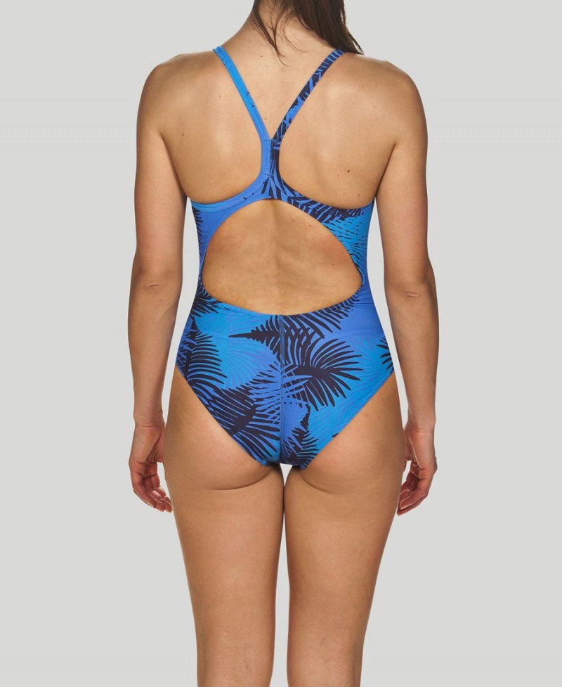 Bleu Marine Bleu Maillot de Bain Arena Palm Forest Light Drop Back - GKT-0154127