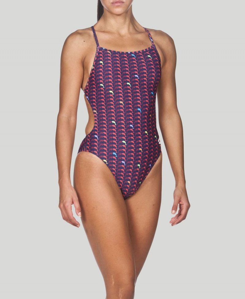 Bleu Marine Rouge Maillot de Bain Arena Dolphin Booster Back - QGD-0075463