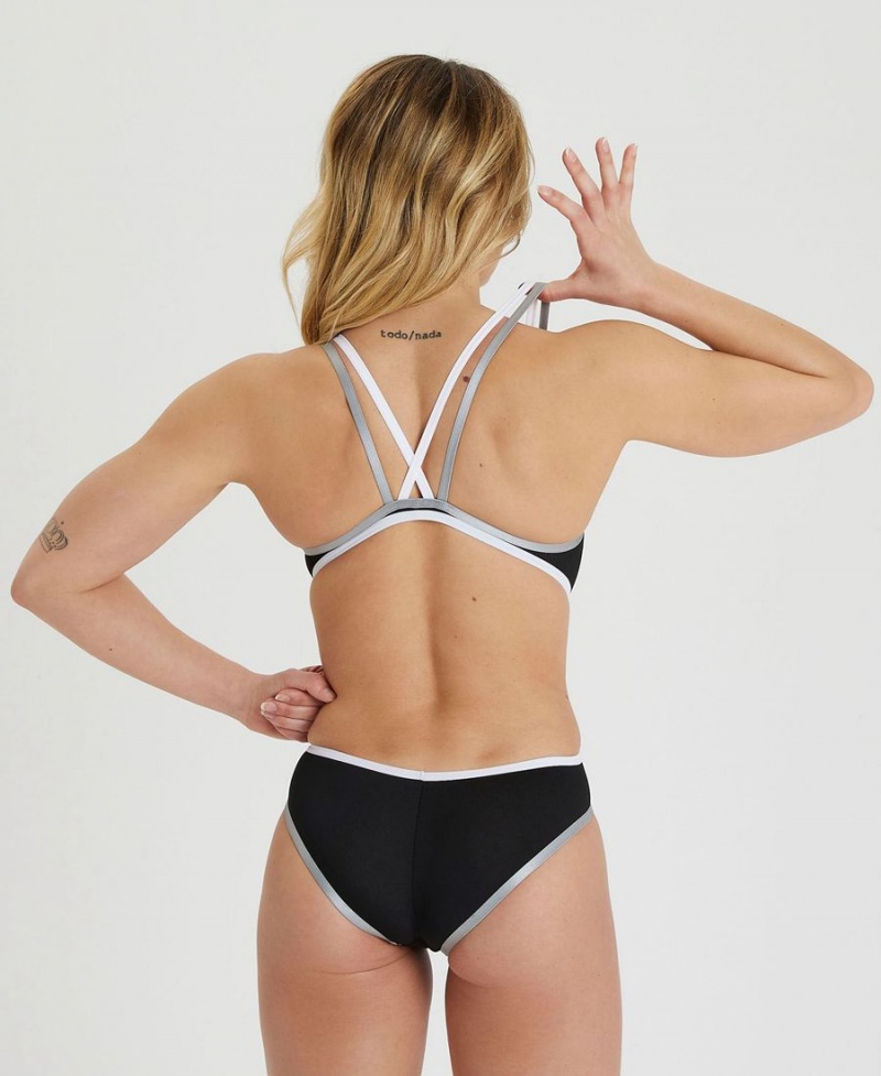 Noir Blanche Maillot de Bain Arena One Double Cross Back - RKX-1555536