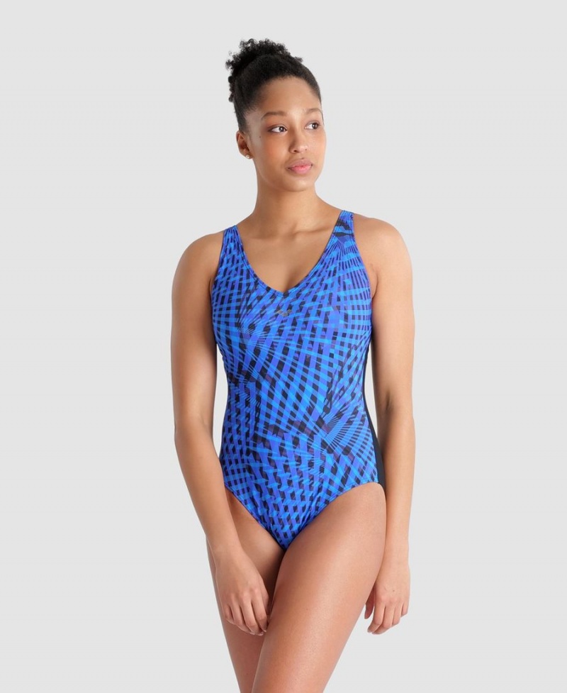 Noir Bleu Multicolore Maillot de Bain Arena BodyLift Cloe Wing Back - KUC-0831712