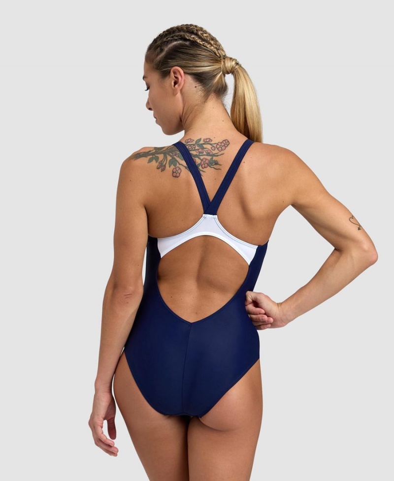 Bleu Marine Bleu Maillot de Bain Arena Threefold V Back - XYU-6905740