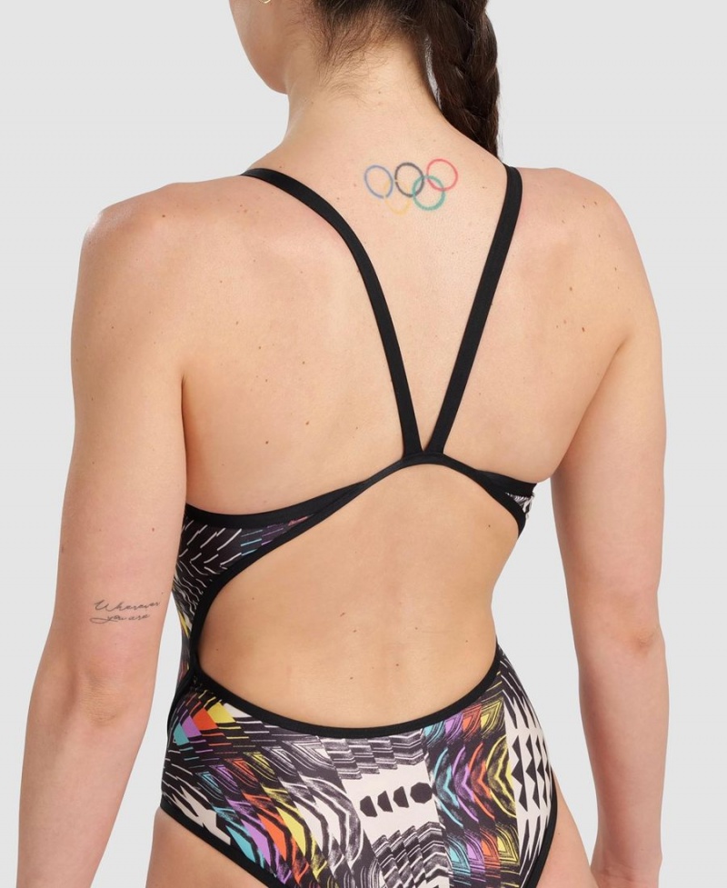 Noir Multicolore Maillot de Bain Arena Allover Super Fly Back - JCK-0836426