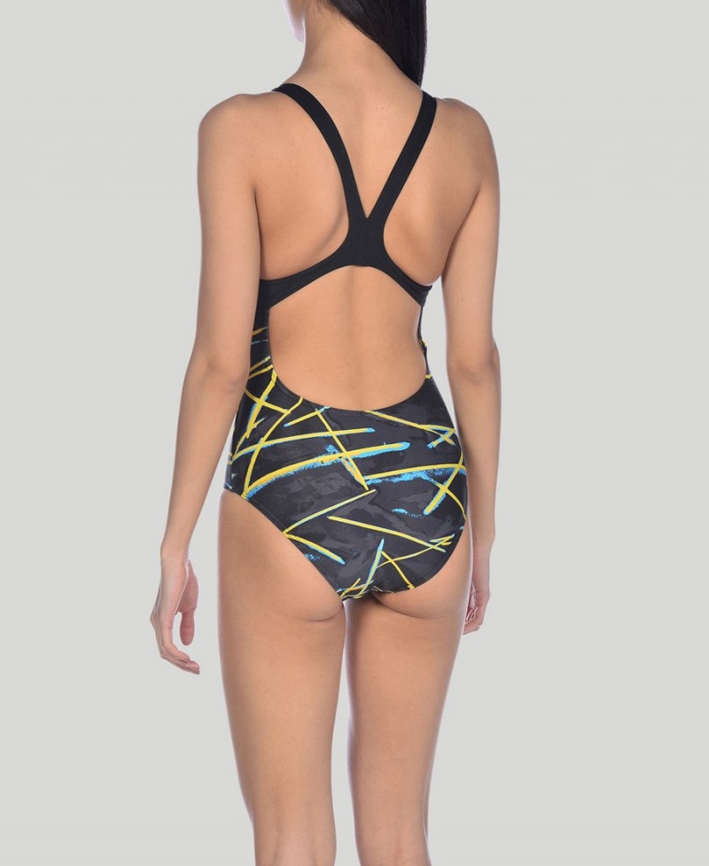 Noir Multicolore Maillot de Bain Arena Light Beams Swim Pro Back - AMZ-9201595