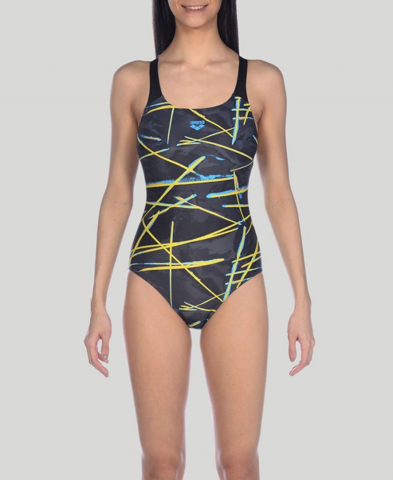 Noir Multicolore Maillot de Bain Arena Light Beams Swim Pro Back - AMZ-9201595