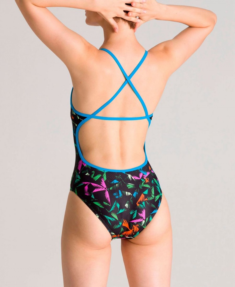 Turquoise Multicolore Maillot de Bain Arena Multicolor Palms Accelerate Back - OEX-0694226