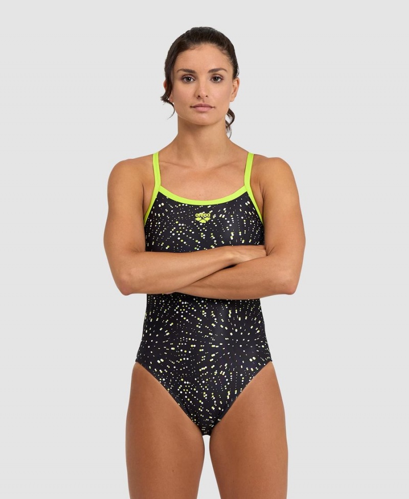 Vert Noir Multicolore Maillot de Bain Arena Fireworks Challenge Back - TQG-9808940