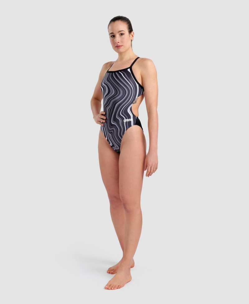 Noir Multicolore Maillot de Bain Arena Marbled Challenge Back - NEO-1364395