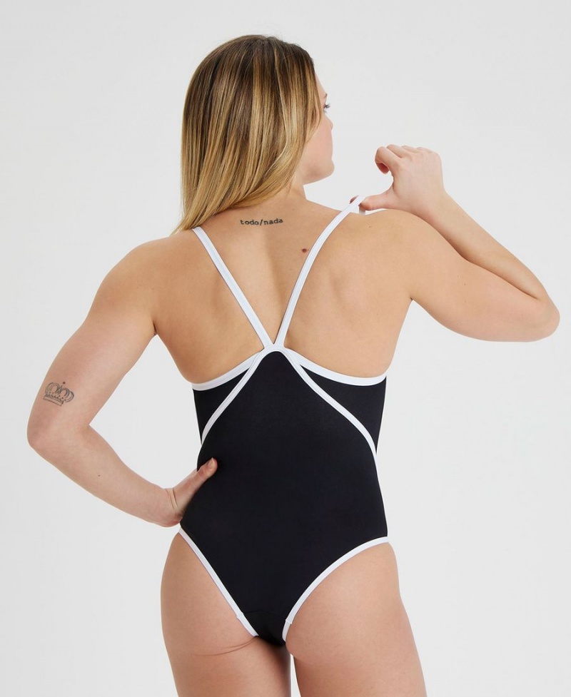 Noir Blanche Maillot de Bain Arena Icons Solid Super Free Back - JJZ-7906718