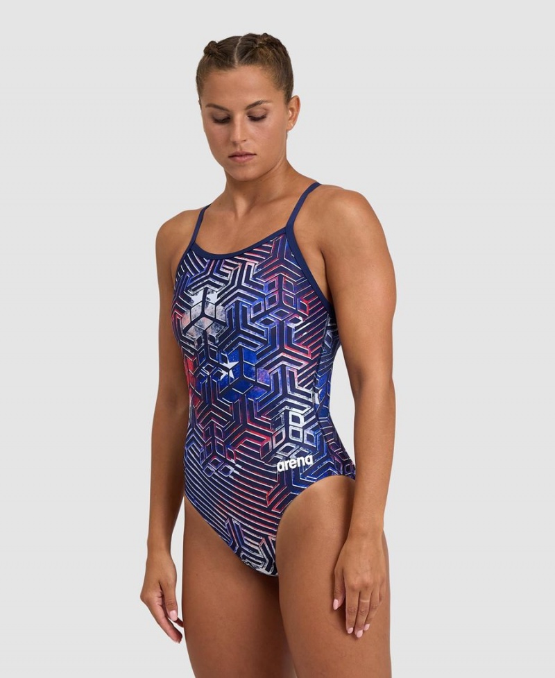 Bleu Marine Rouge Maillot de Bain Arena Kikko Pro Light Drop Back - ZXT-2638340