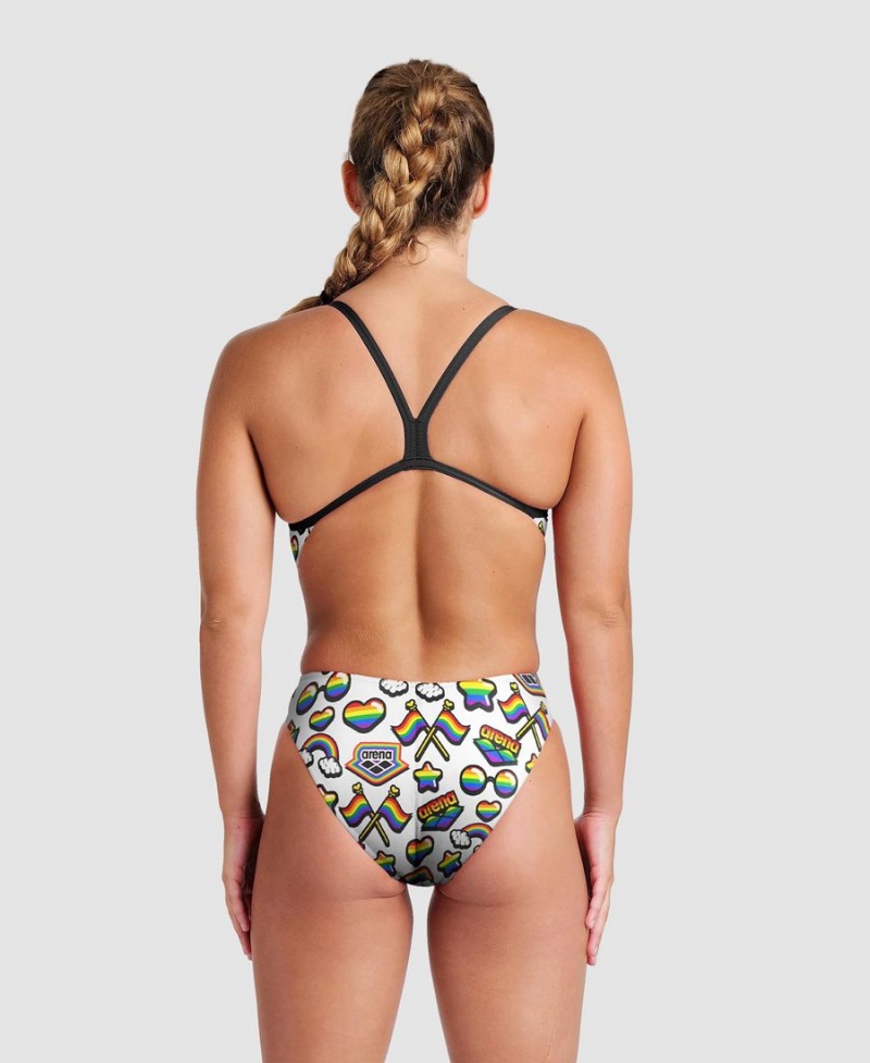 Blanche Multicolore Maillot de Bain Arena Pride Print of The Month Challenge Back - GHD-9182181