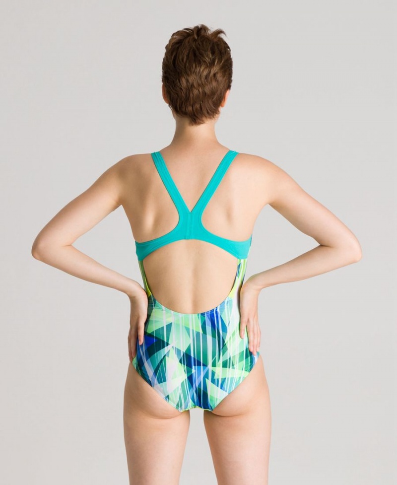 Turquoise Multicolore Maillot de Bain Arena Shading Prism Swim Pro Back - YDE-3966103