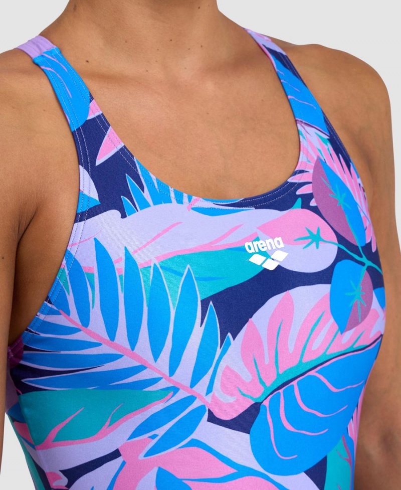 Violette Bleu Marine Multicolore Maillot de Bain Arena Tropic Control Pro Back - ZJL-9792291