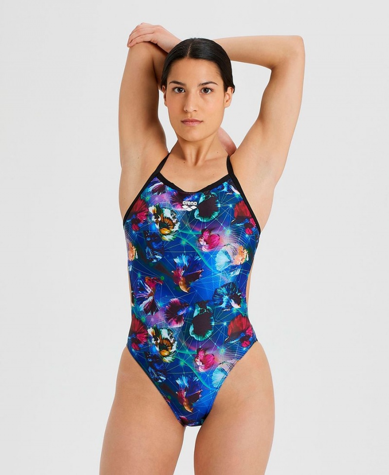 Noir Multicolore Maillot de Bain Arena Allover Challenge Back - NJF-0352972