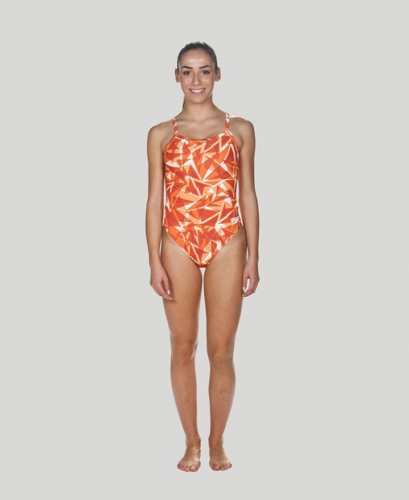 Orange Maillot de Bain Arena Shattered Glass Challenge Back - VFS-3009162