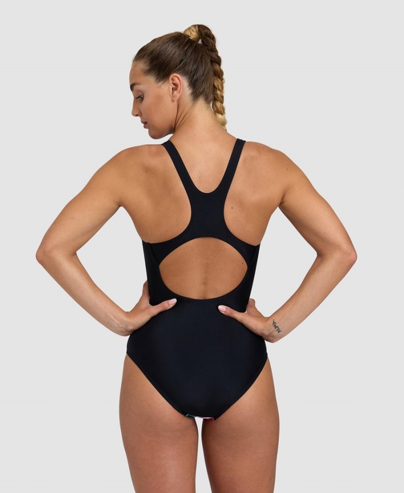 Noir Multicolore Maillot de Bain Arena Flower Control Pro Back - CAA-0424747