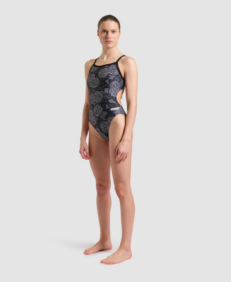 Noir Grise Maillot de Bain Arena Hydrangea Bouquet Challenge Back - WYX-4783326