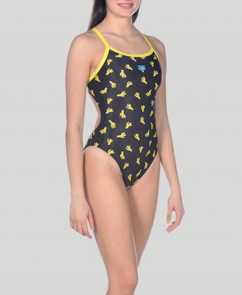 Noir Jaune Maillot de Bain Arena Cactus Challenge Back - JTF-4981206