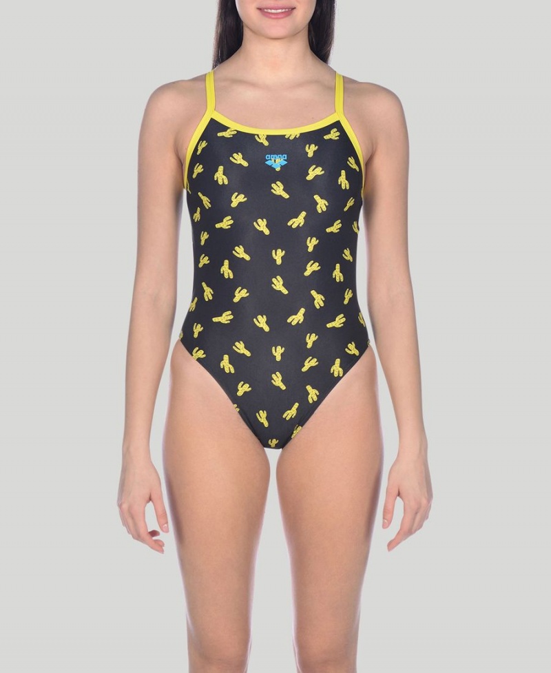 Noir Jaune Maillot de Bain Arena Cactus Challenge Back - JTF-4981206