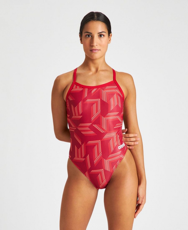 Rouge Multicolore Maillot de Bain Arena Puzzled Challenge Back - UIP-6682744