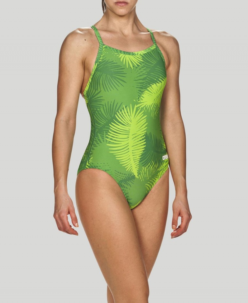 Vert Maillot de Bain Arena Palm Forest Light Drop Back - BOV-7688076