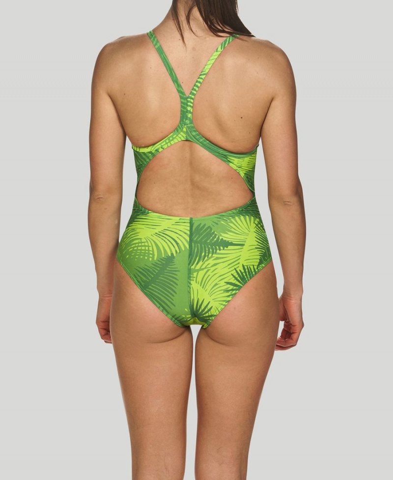 Vert Maillot de Bain Arena Palm Forest Light Drop Back - BOV-7688076