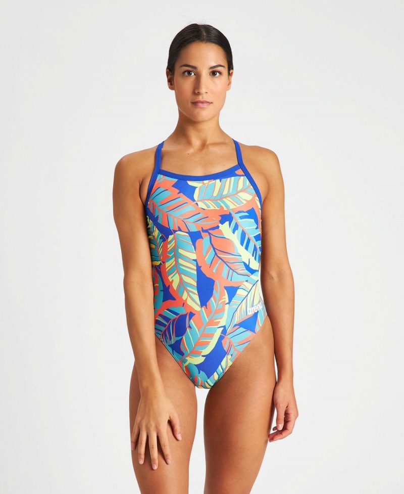 Bleu Multicolore Maillot de Bain Arena Tropicals Challenge Back - LVP-2787290