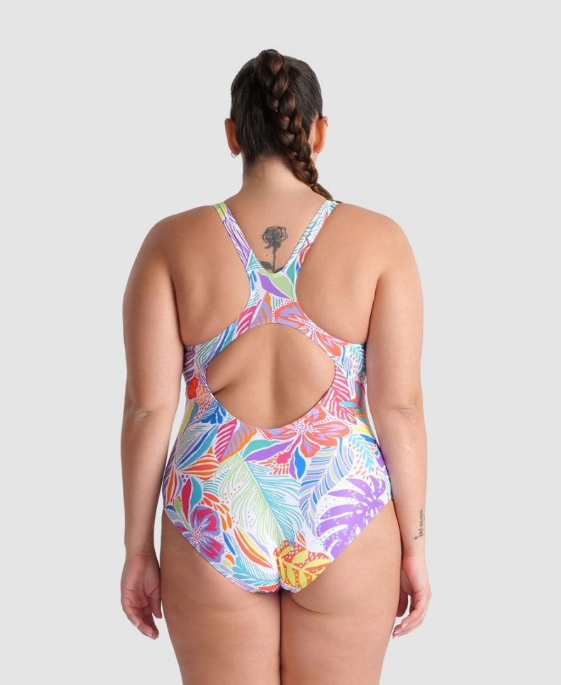 Blanche Multicolore Maillot de Bain Arena Allover Pro Back Plus - WYE-3684810