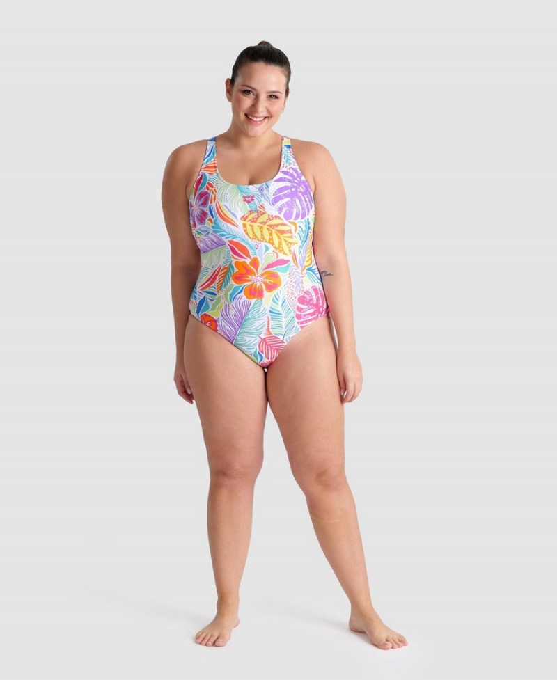 Blanche Multicolore Maillot de Bain Arena Allover Pro Back Plus - WYE-3684810