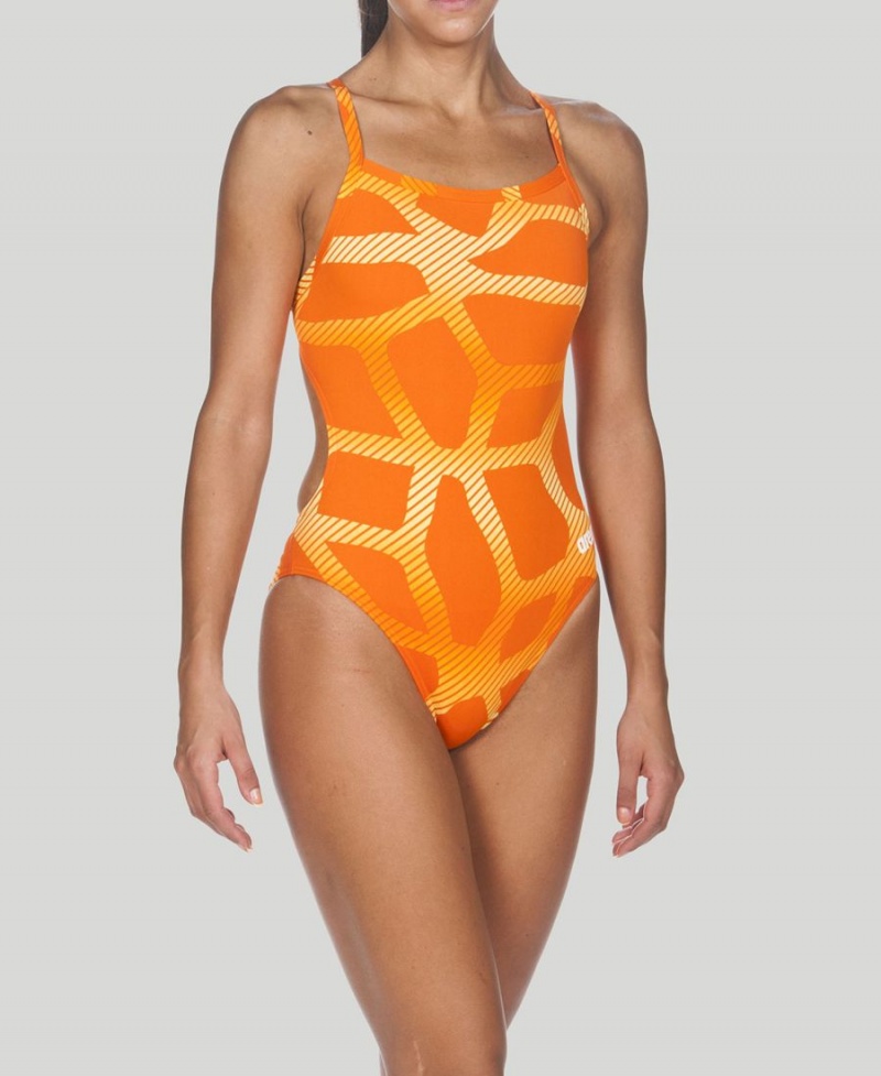 Orange Maillot de Bain Arena Spider Challenge Back - OZQ-2439360