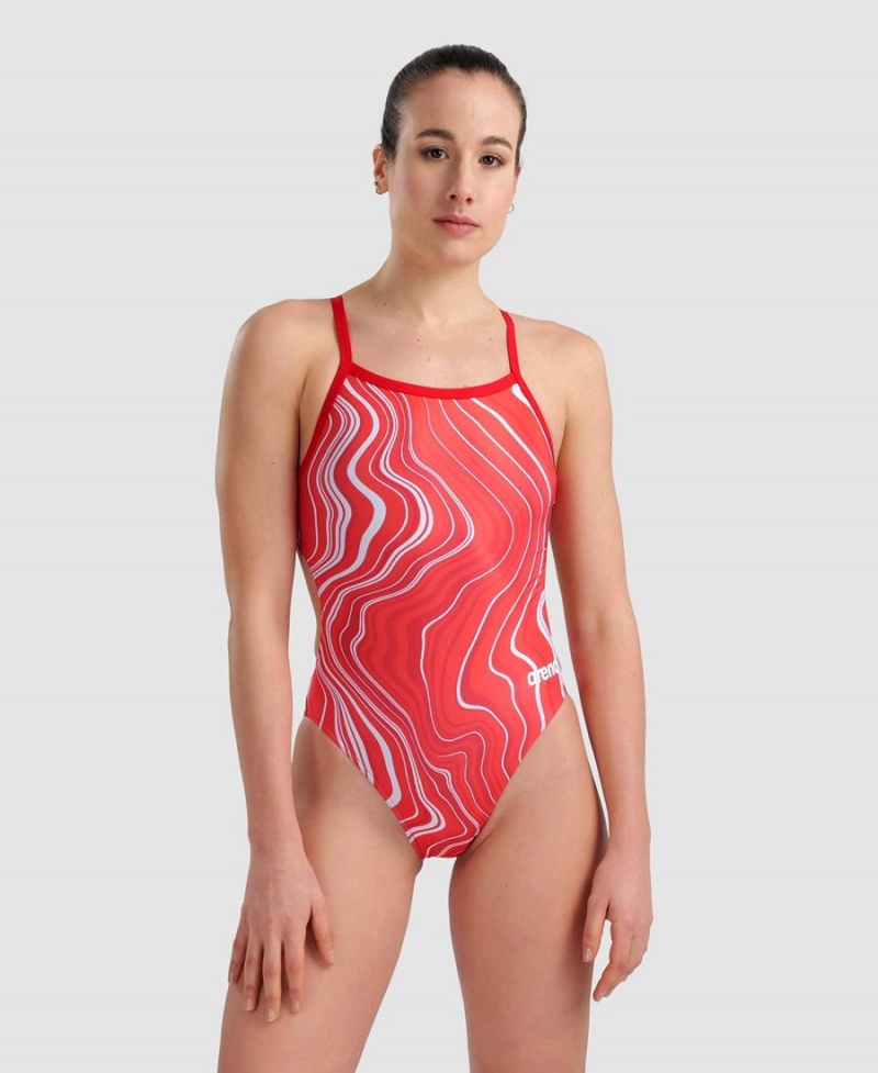 Rouge Multicolore Maillot de Bain Arena Marbled Challenge Back - OMR-6715645