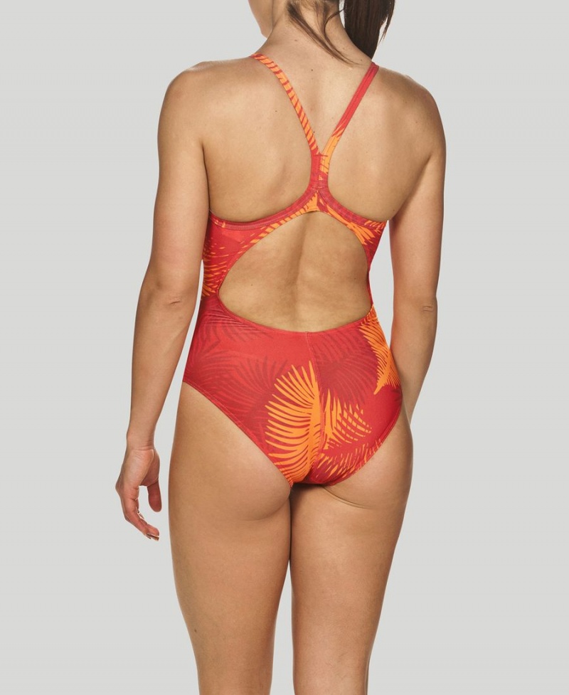 Rouge Orange Maillot de Bain Arena Palm Forest Light Drop Back - VRA-9294565