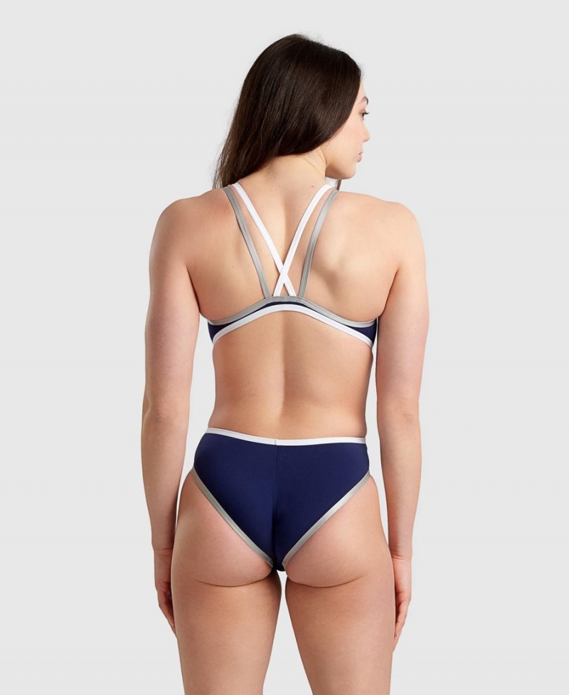 Bleu Marine Blanche Maillot de Bain Arena One Double Cross Back - NPE-9657325