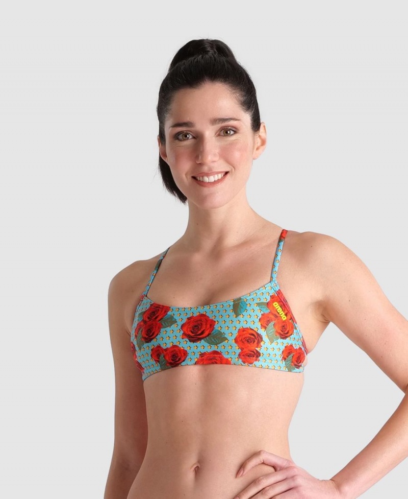 Turquoise Multicolore Haut de Bikini Arena Play Bandeau - BED-7815891