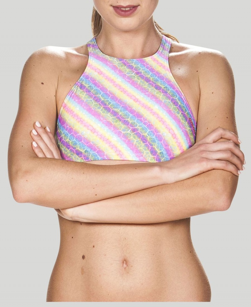 Violette Multicolore Haut de Bikini Arena Crop Think - VPL-8973074