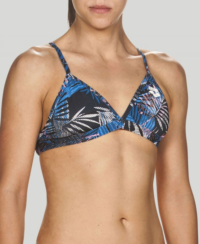 Bleu Marine Multicolore Haut de Bikini Arena Floral Allover Tie Back - SNN-0120308