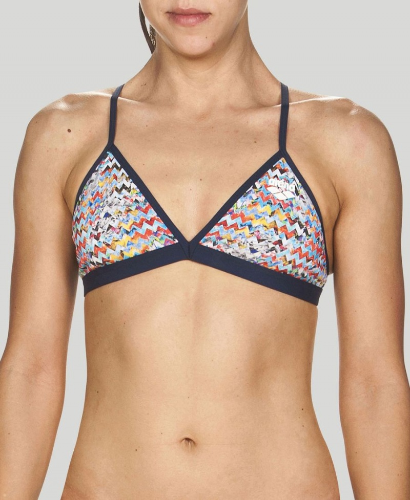 Grise Multicolore Haut de Bikini Arena Ethno Zigzag Tie Back - CQF-7419571