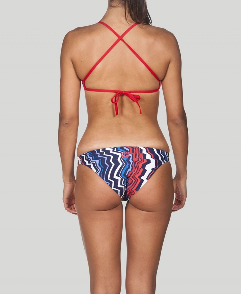 Bleu Marine Rouge Haut de Bikini Arena Zig Zag Tie Back - IQC-9389838