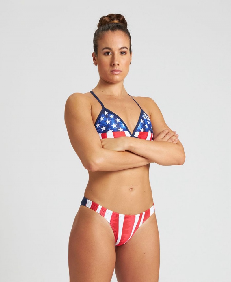 Bleu Marine Multicolore Bas de Bikini Arena Stars and Stripes USA - NGJ-5559222