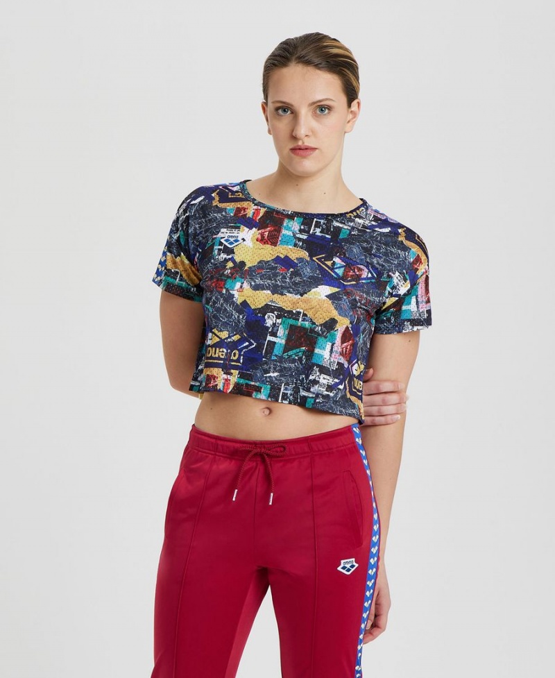 Multicolore T-Shirt Arena Icons Corinne Mesh Crop - HEM-3053572