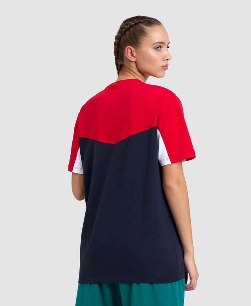 Rouge Blanche Bleu Marine T-Shirt Arena Color Block - DMK-3539391