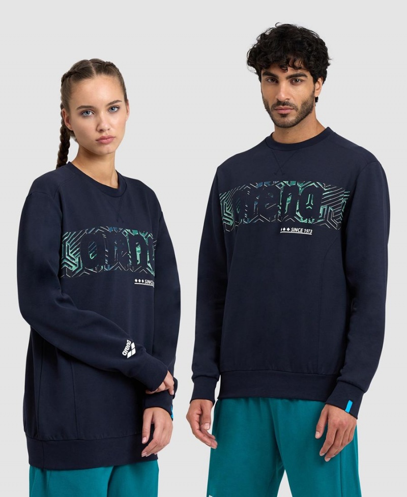 Bleu Marine Sweatshirt Arena Logo Crewneck - BOR-8887781