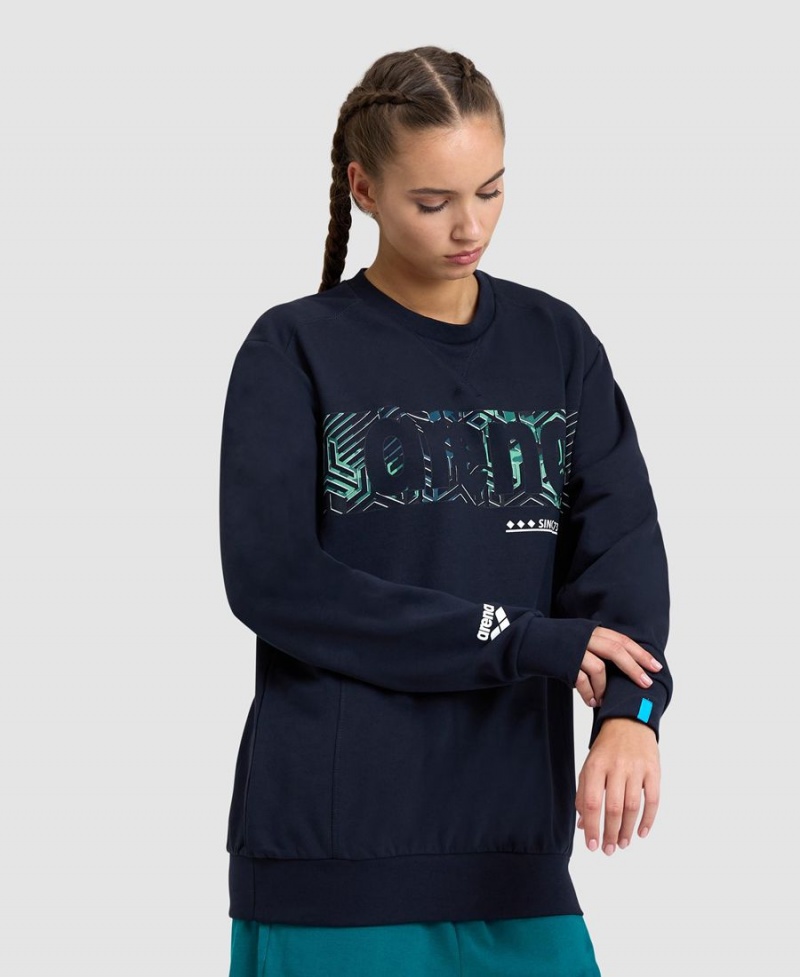 Bleu Marine Sweatshirt Arena Logo Crewneck - BOR-8887781