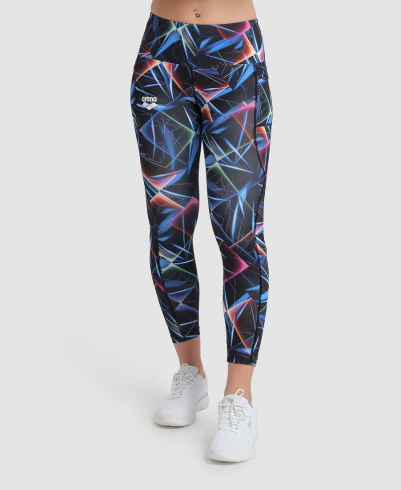 Noir Multicolore Leggings Arena Allover 7/8 Panel - YND-8942311