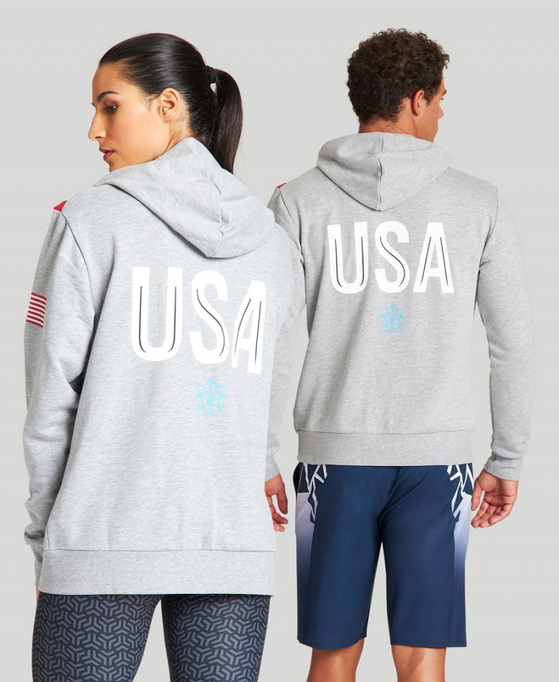 Grise Veste Arena USA Swimming Team Kit Encapuchonné Zip - AOL-3425644