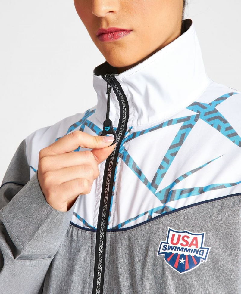 Grise Blanche Veste Arena USA Swimming Team Kit OG Demin Warm Up - AYY-2713252