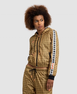 Doré Multicolore Veste Arena 50th Anniversary Cropped Long Sleeve Encapuchonné - WCG-5165708